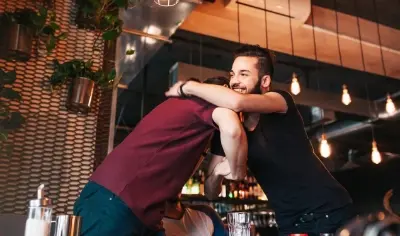 Two people hugging