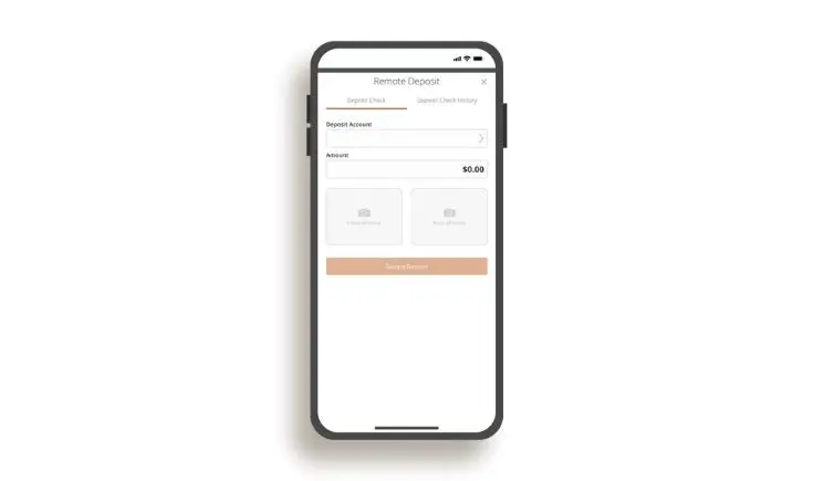 phone with a "remote deposit" screen
