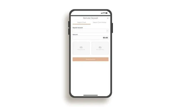 phone with a "remote deposit" screen