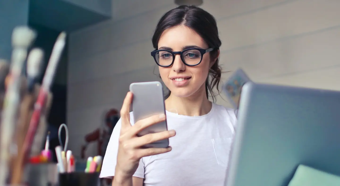 Woman checking phone