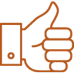 transparent, orange thumbs up