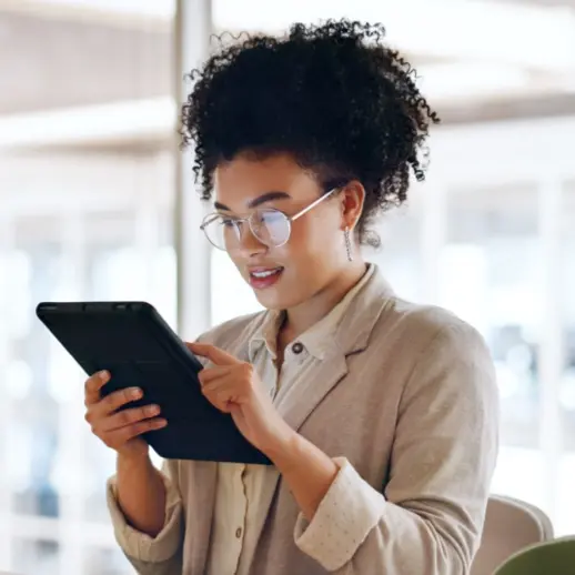 business woman working on tablet