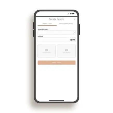phone with a "remote deposit" screen