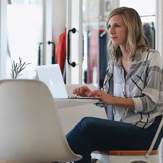 woman working on laptop