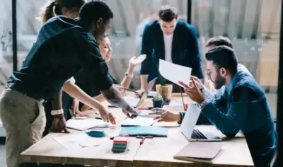 small business meeting at table