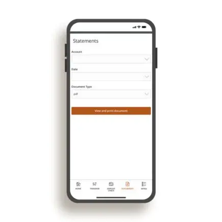 phone with a banking app pulled up that says "statements"