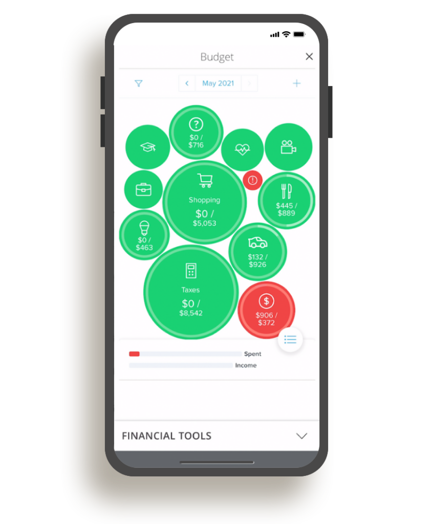 msb mobile app budget screen on smartphone