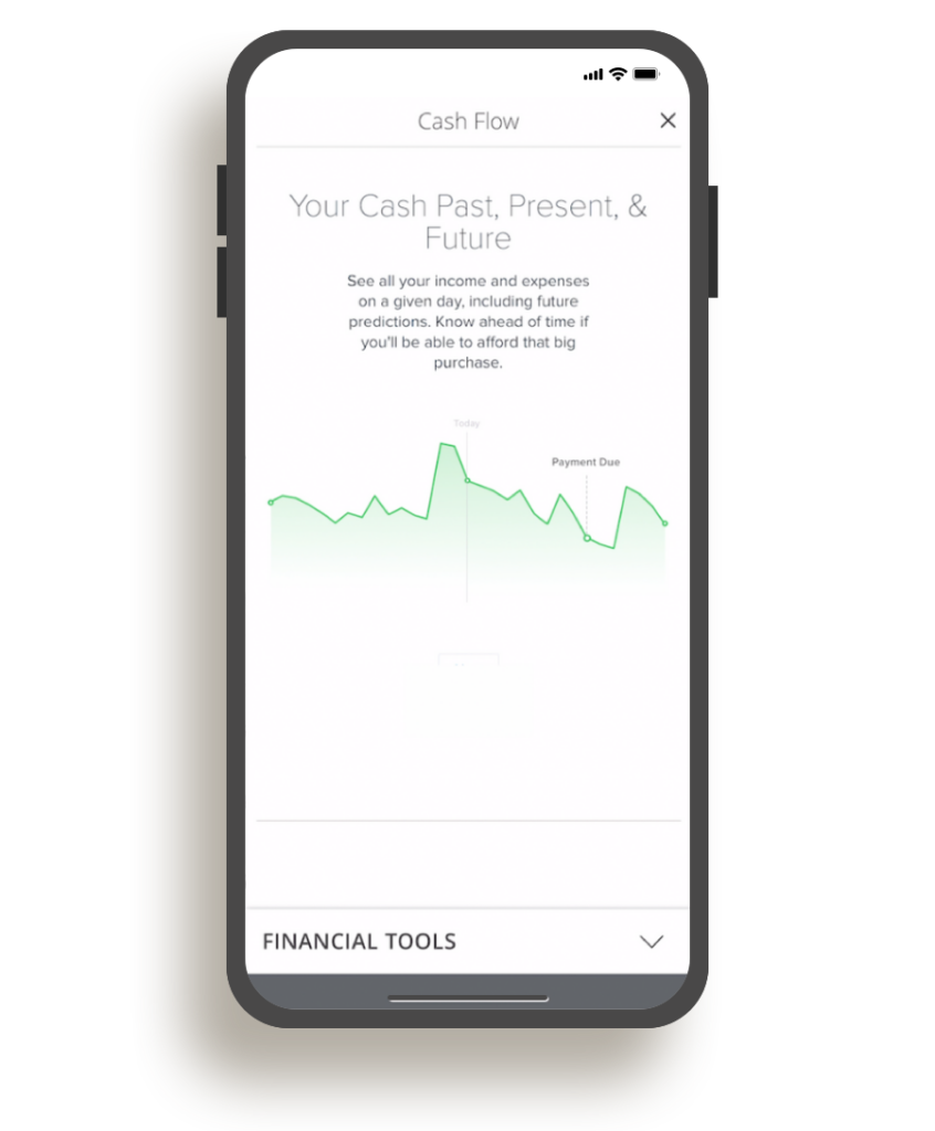 msb mobile app cash flow screen on phone