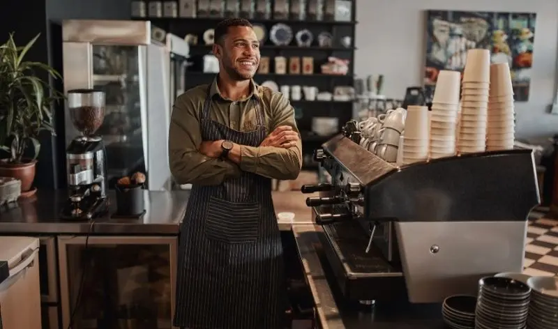 person standing in a coffee shop