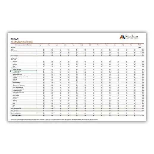 cash flow forecast template