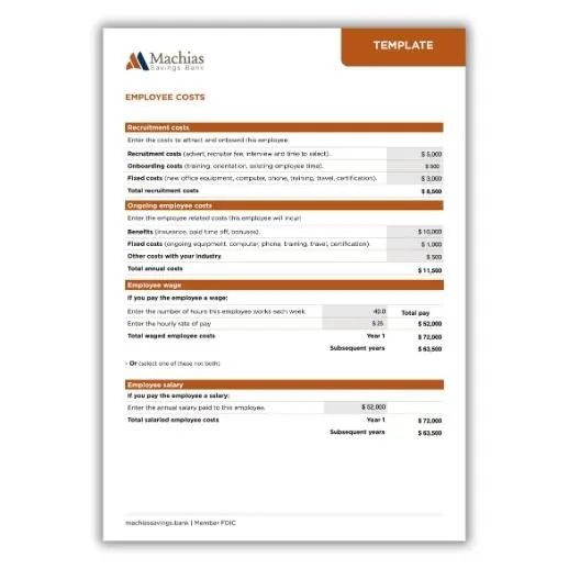 Employee Costs Template