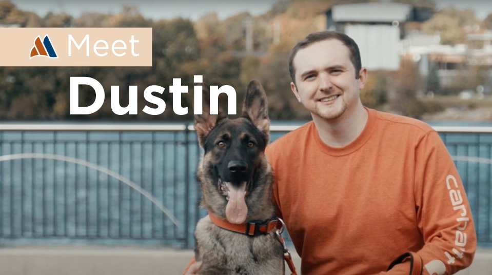 Dustin with a dog